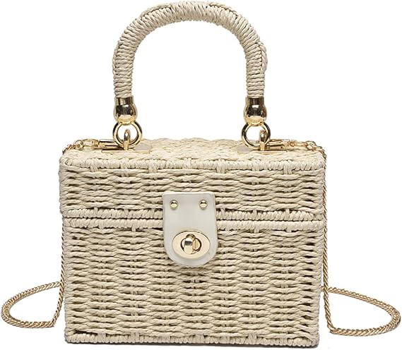 Bolsa de Palha com Alça Dourada| Bella & Finna