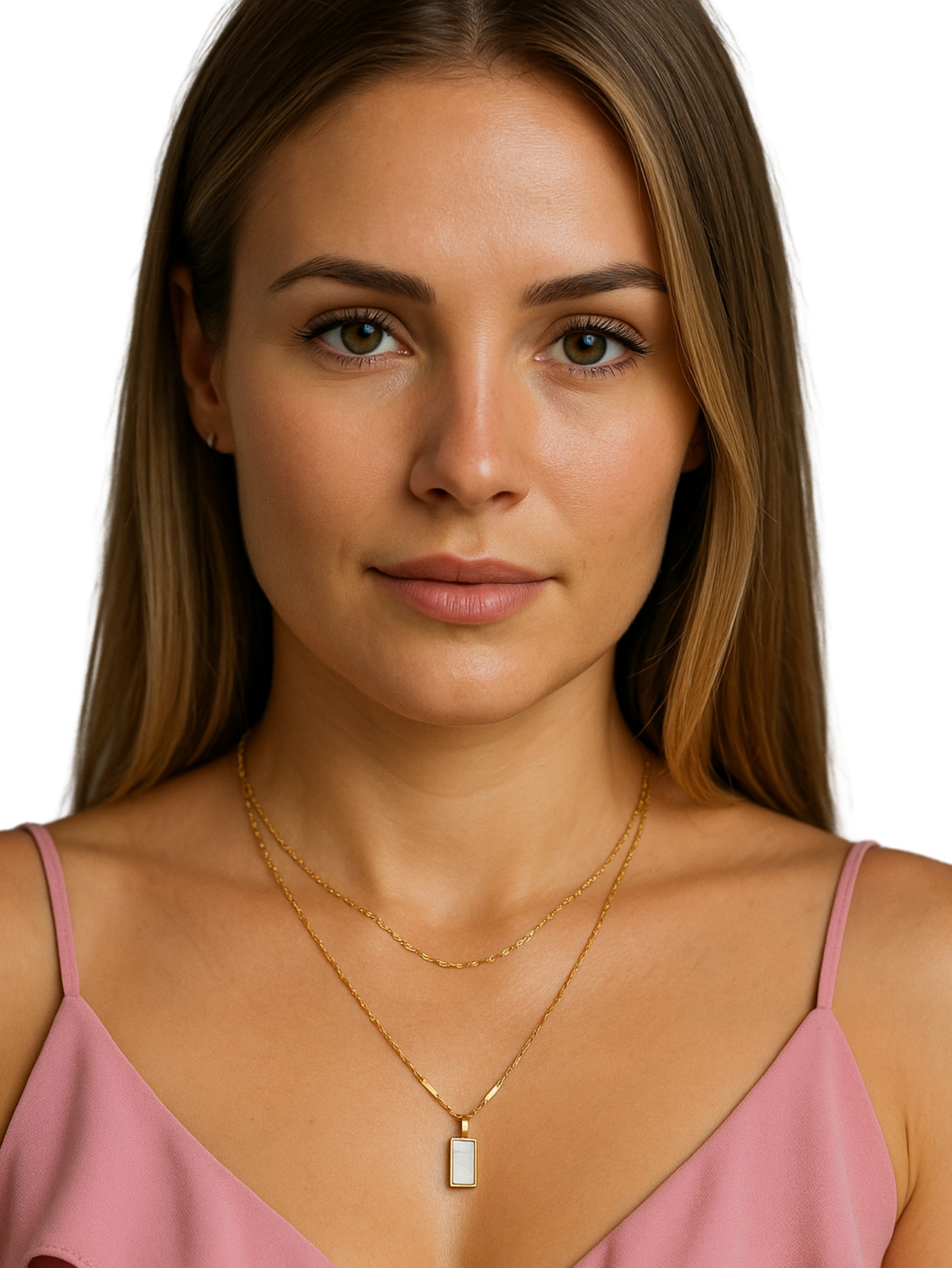 Colar Corrente com Pedra Branca | Bella & Finna