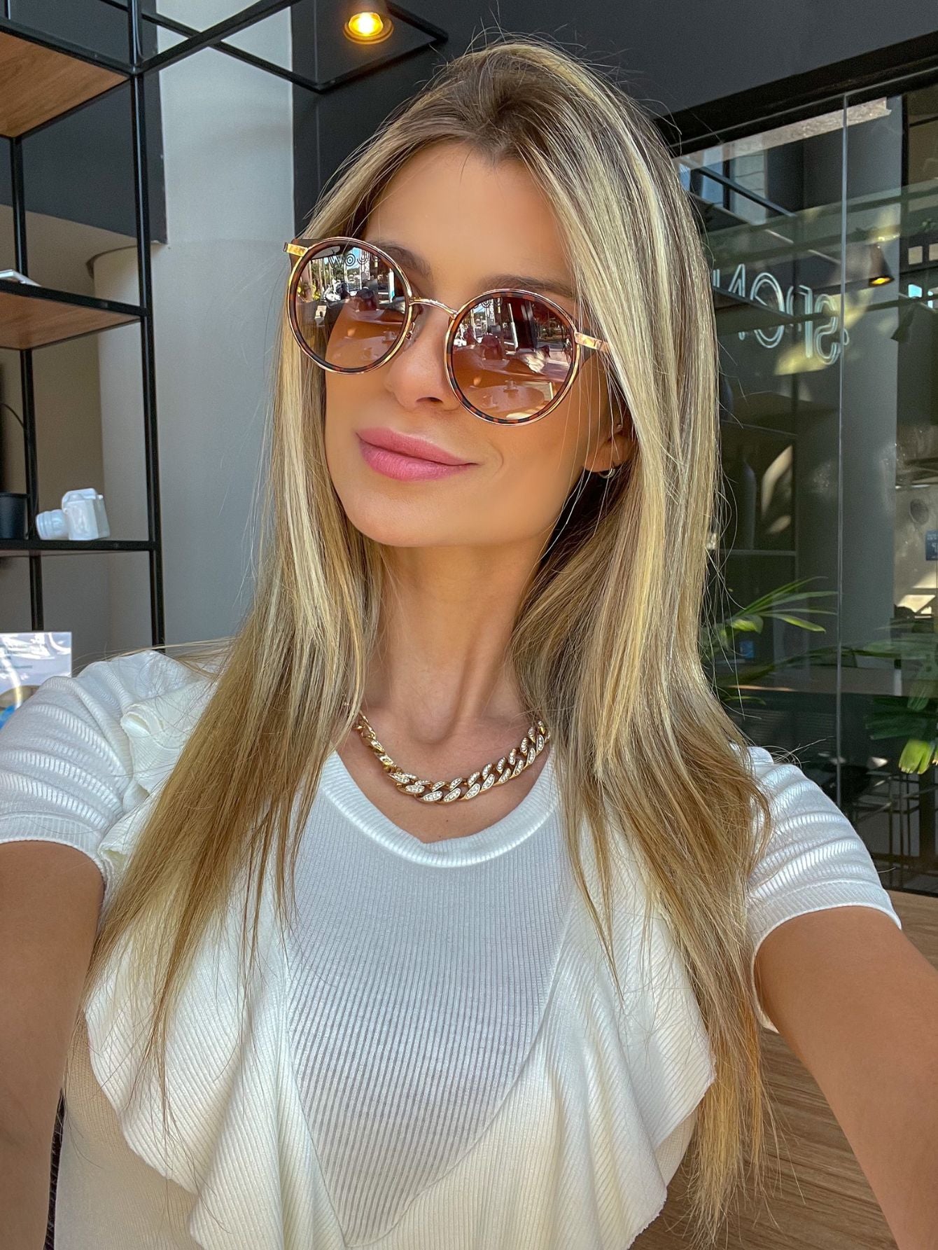 Óculos de Sol Feminino Redondo Gatinho Tendencia