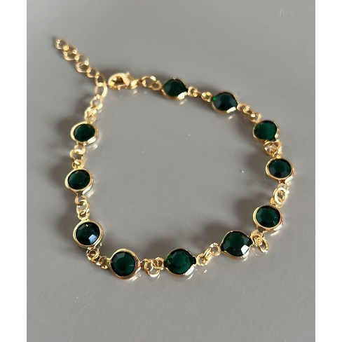 Pulseira Feminina Tiffany Esmeralda Verde Dourada