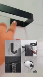 Kit de Acessórios para Banheiro Quadrado Preto Fosco Luxo 4 Peças