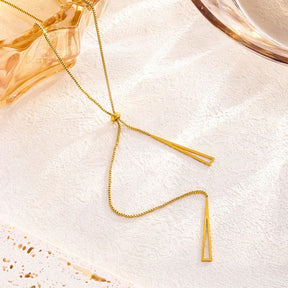colar Coreano de alta qualidade rosa ouro triângulo tassel pull-out titânio aço hipoalergênico não-desbotamento colar acessórios ajustáveis