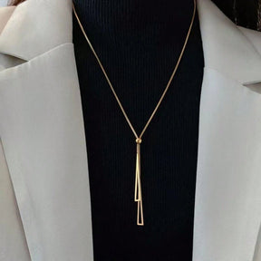 colar Coreano de alta qualidade rosa ouro triângulo tassel pull-out titânio aço hipoalergênico não-desbotamento colar acessórios ajustáveis