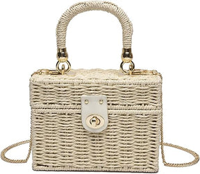 Bolsa de Palha com Alça Dourada| Bella & Finna