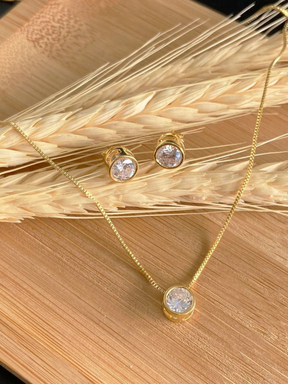 Conjunto  de Colar e Brinco Ponto de Luz 02