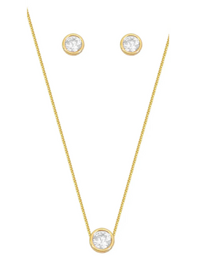 Conjunto  de Colar e Brinco Ponto de Luz 