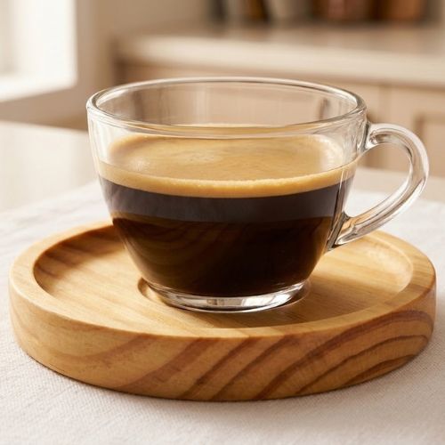 Jogo de 6 Xícaras de Chá e Café 220ml com 6 Pires de Madeira Redondo – Linha Concept