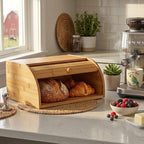 Porta Pães em Bambu com Tampa Retrátil Basculante – Linha Natural Home