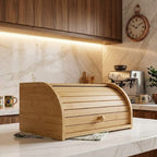 Porta Pães em Bambu com Tampa Retrátil Basculante – Linha Natural Home
