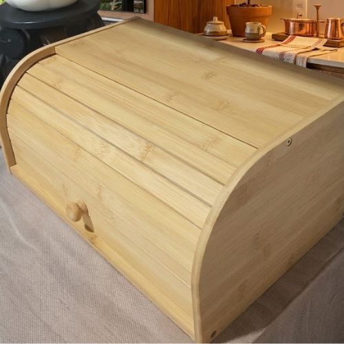 Porta Pães em Bambu com Tampa Retrátil Basculante – Linha Natural Home