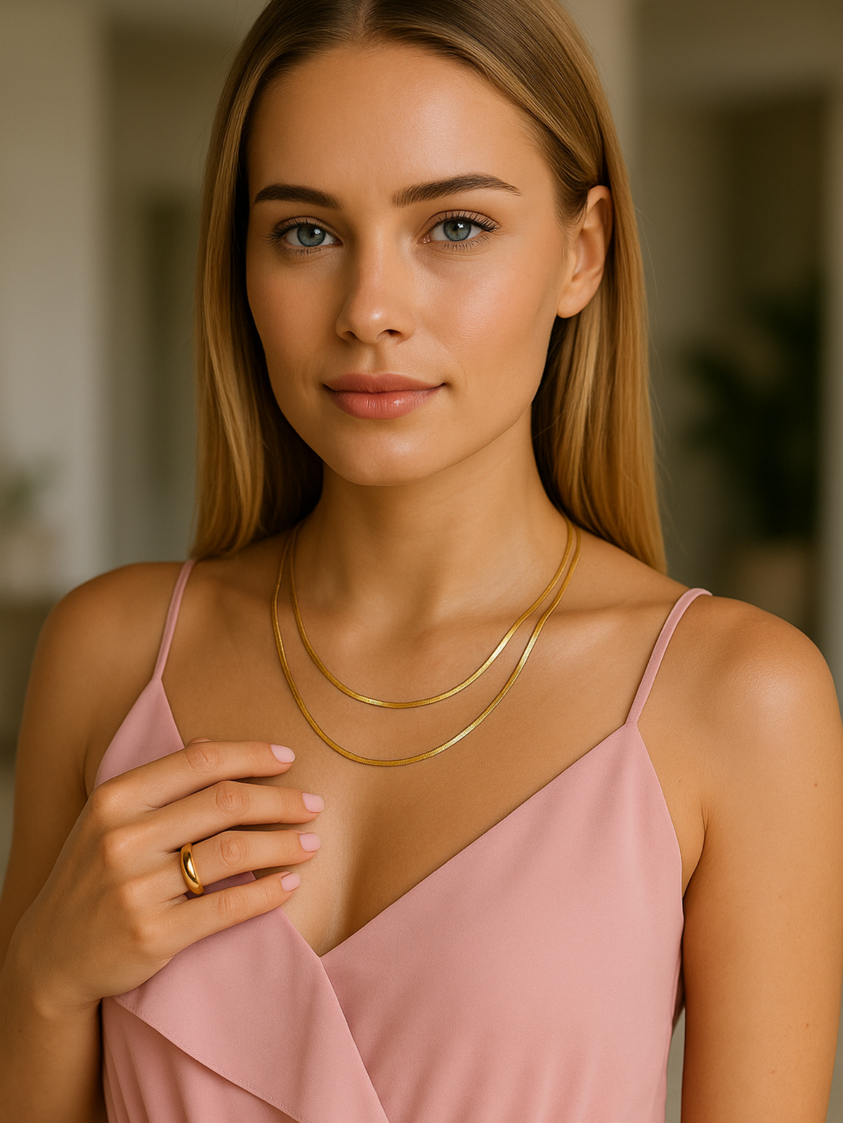Colar Duplo Essential Gold de Aço Inoxidável | Bella & Finna
