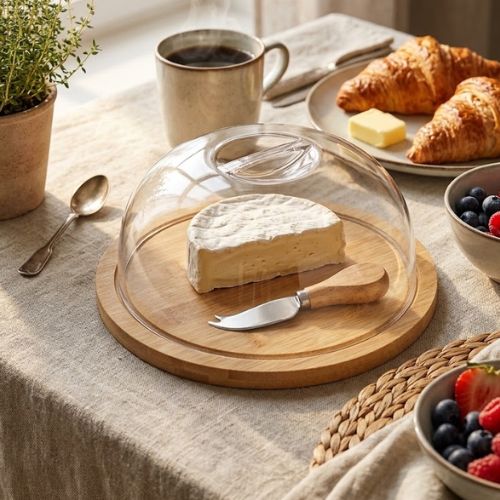 Queijeira Elegance em Bambu e Acrílico (19cm) – Linha Natural Home