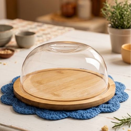 Queijeira Elegance em Bambu e Acrílico (19cm) – Linha Natural Home