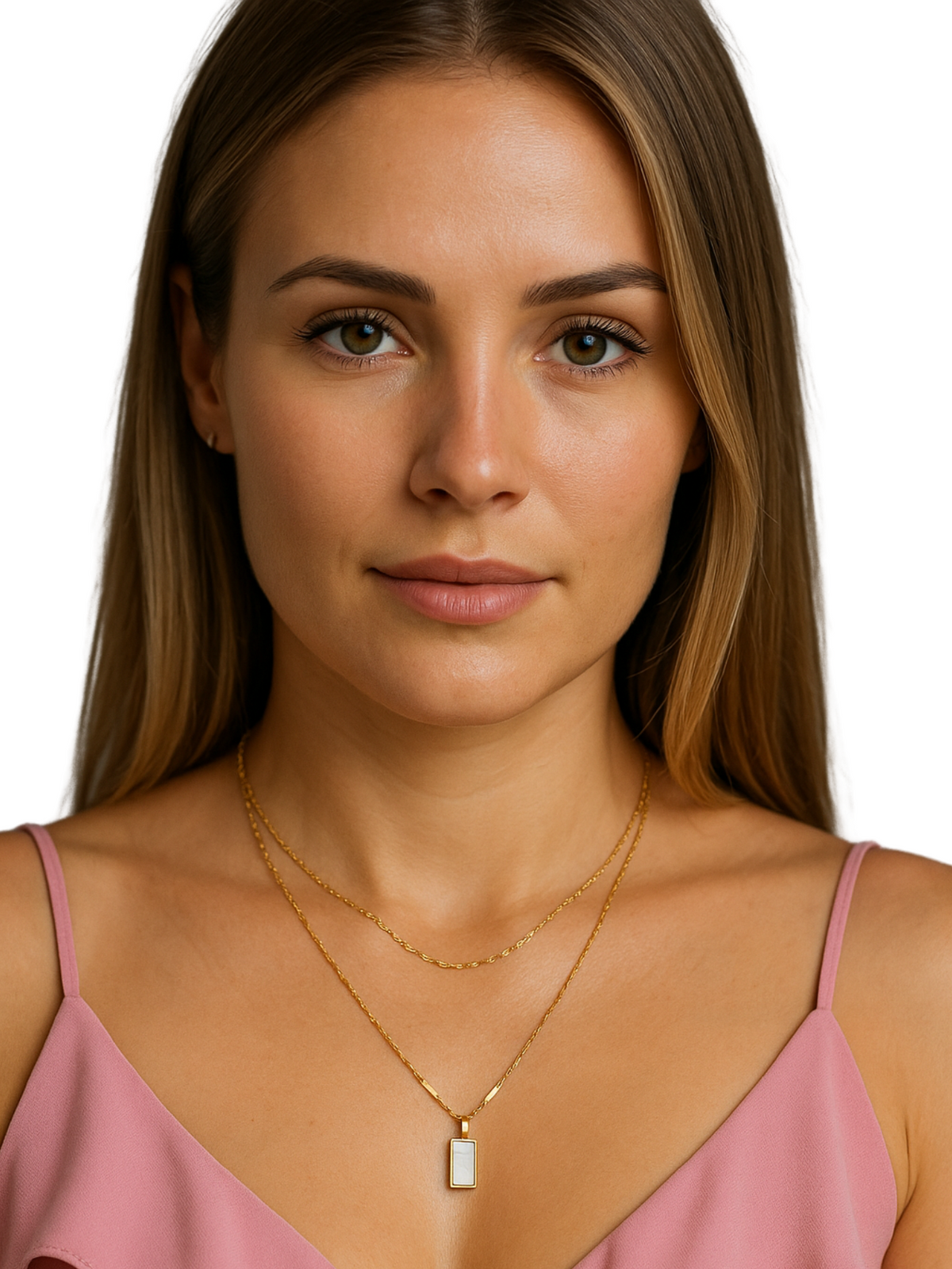 Colar Corrente com Pedra Branca | Bella & Finna