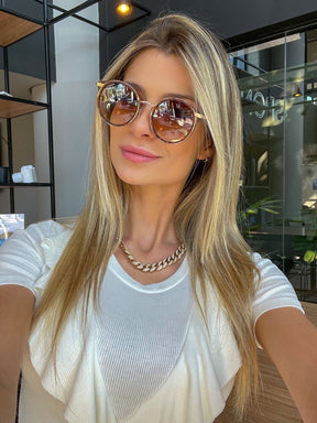 Óculos de Sol Feminino Redondo Gatinho Tendencia