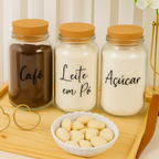 Kit 3 Potes Personalizados para o Cantinho do Café | Organize com Amor e Propósito |Bellaefinna