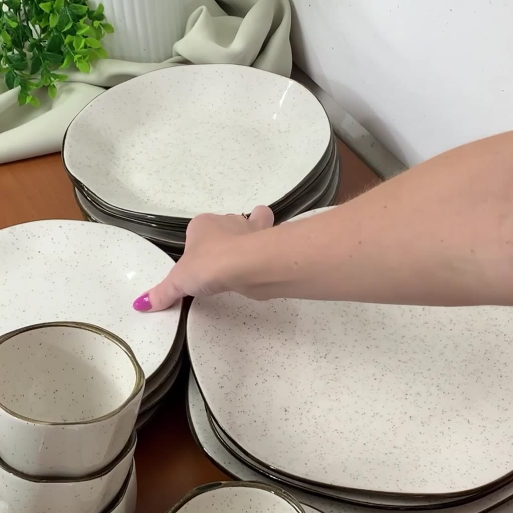 Jogo de Jantar de 30 Peças em Porcelana Ryo Maresia Oxford Mesa Posta