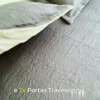 Kit Colcha Cobre Leito Casal Dupla Face 3 Peças Estampada Porta Travesseiro 100% Poliéster
