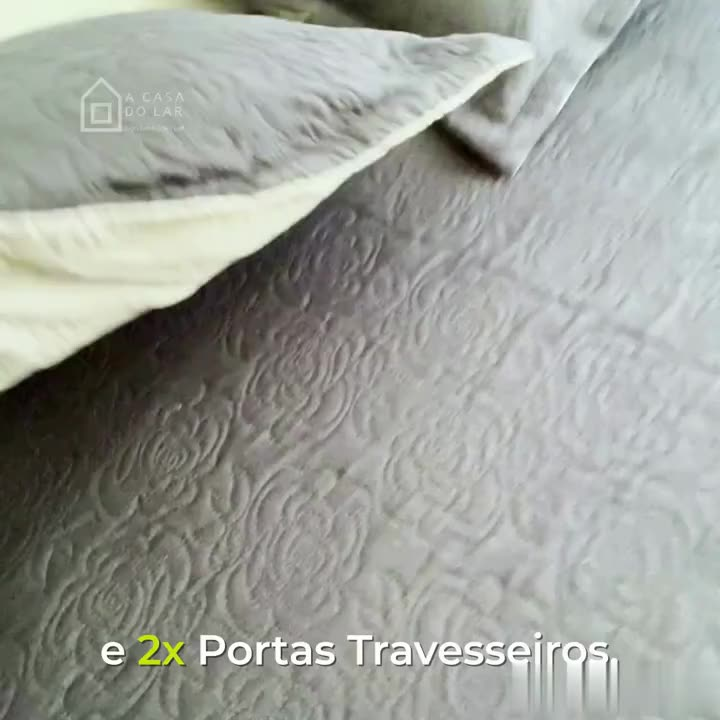 Kit Colcha Cobre Leito Casal Dupla Face 3 Peças Estampada Porta Travesseiro 100% Poliéster