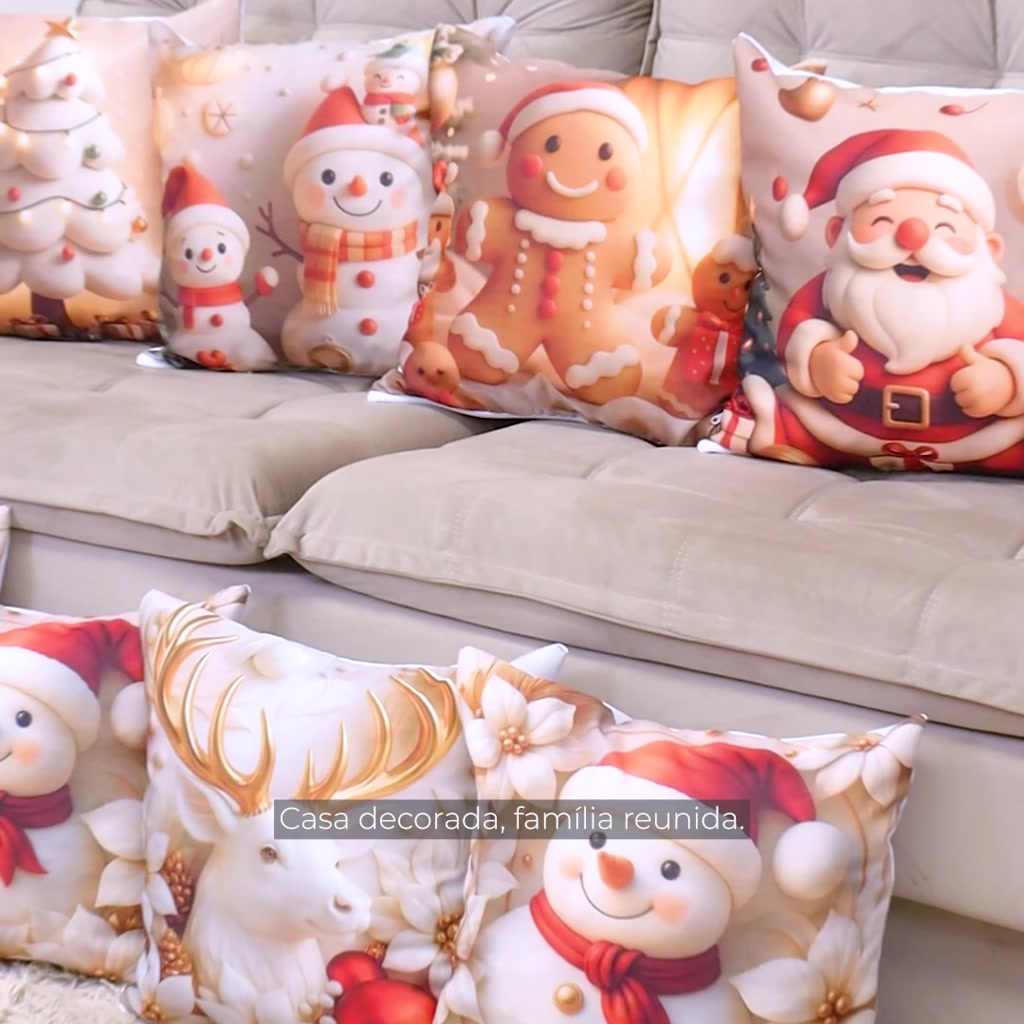 Capas Almofada Natal 45x45 Cm Kit Decoração Sala Sofá Cama Presente
