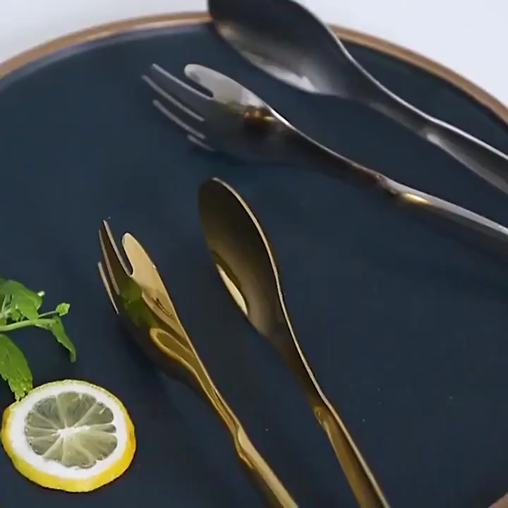 Talheres Kit 4 De Aço Inox Servindo Utensílios Pinça para pão pinça para bife colher de sopa escorredor Dourado Conjunto