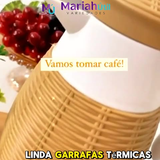 Garrafa Termica Rattan Cafe Cha Agua Quente Leite Suco Bebidas Luxo Gourmet 1L Promoção