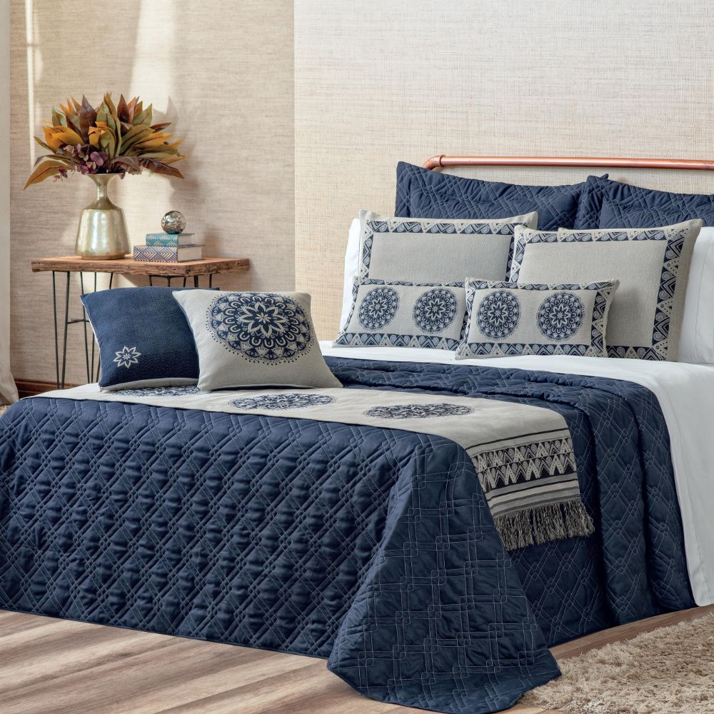 Kit Colcha Cobre Leito Casal Queen Completo Turin 180 Fios 10 peças Premium