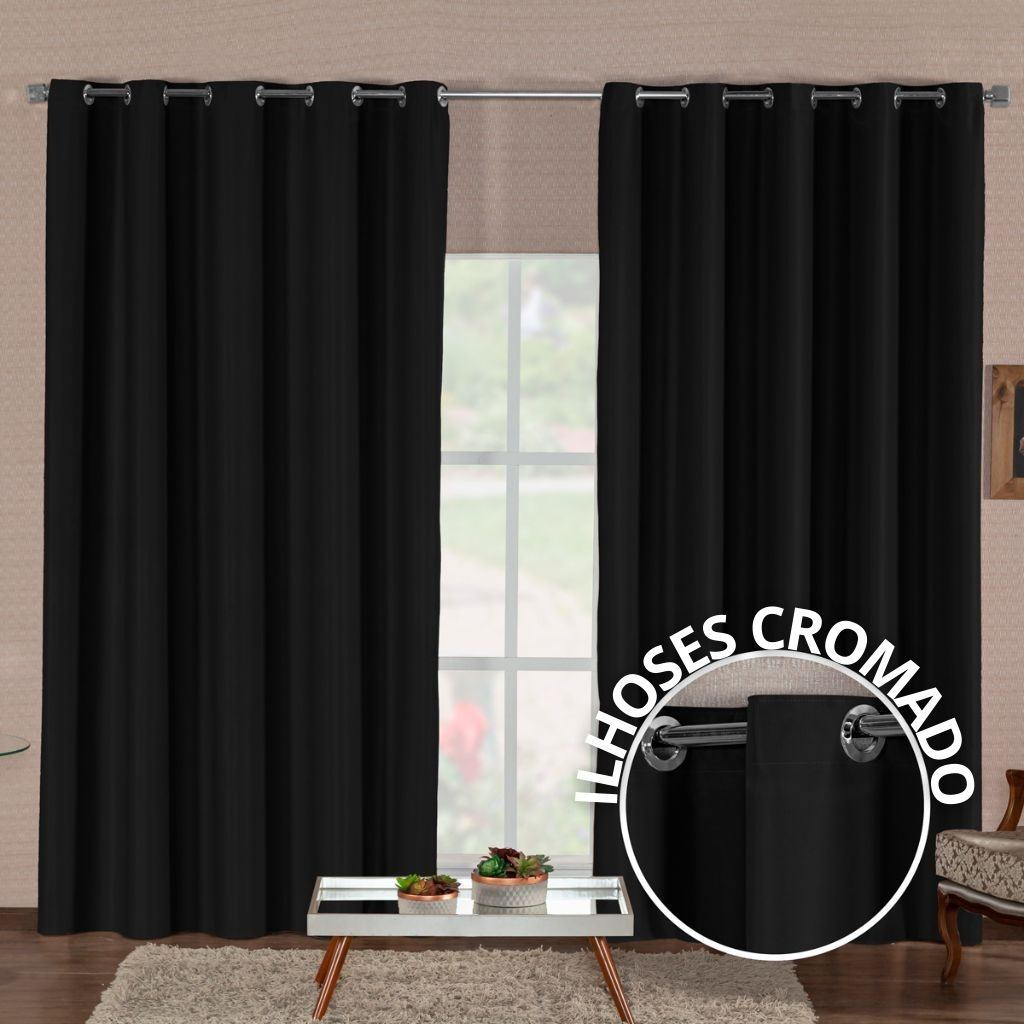 Cortina de Sala Quarto 100% Blackout Corta Luz Varias Cores