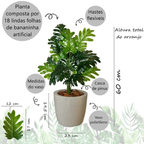 Planta Artificial Bananinha + Vaso Polietileno Cores