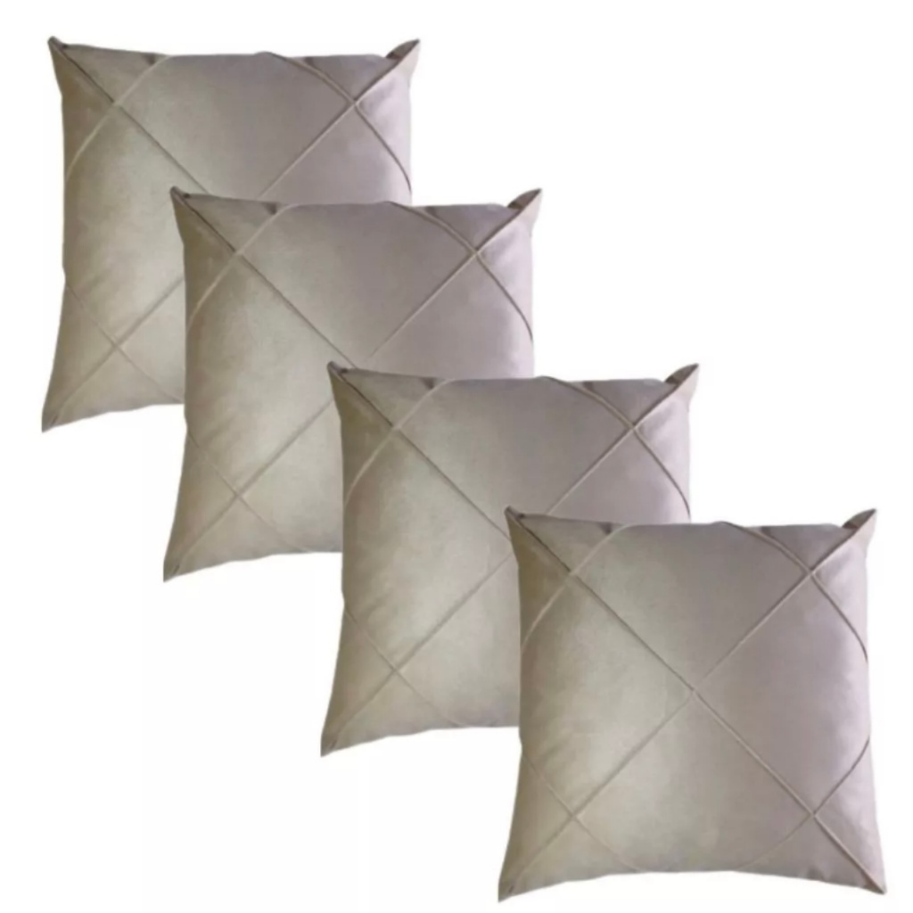 Kit 04 Almofadas Cheias em Suede Drapeada 45x45cm Decorativas Sala Quarto Sofá