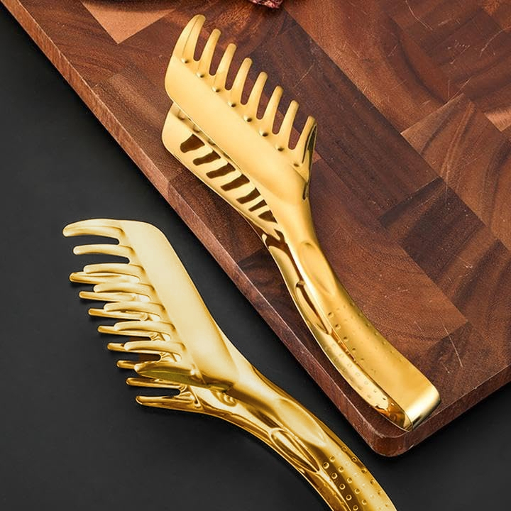 Talheres Kit 4 De Aço Inox Servindo Utensílios Pinça para pão pinça para bife colher de sopa escorredor Dourado Conjunto