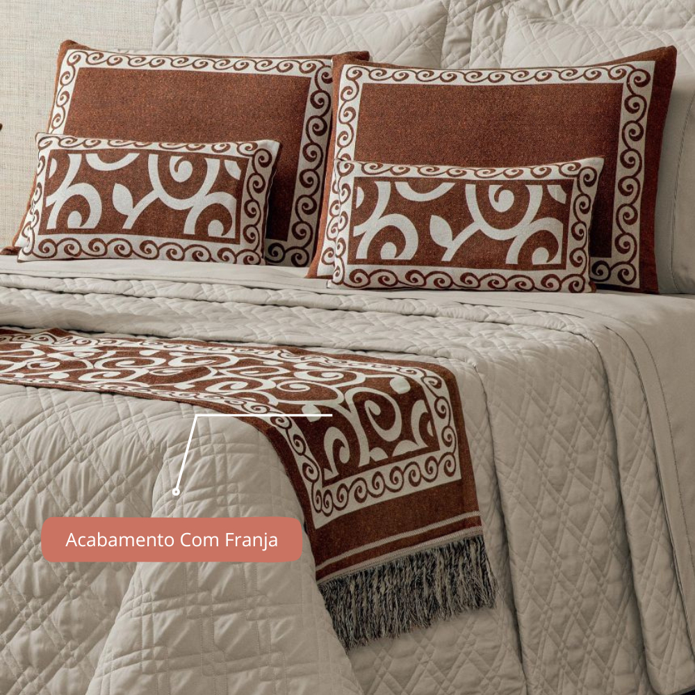 Kit Colcha Cobre Leito Casal Queen Completo Turin 180 Fios 10 peças Premium