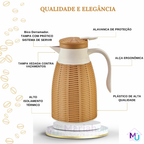 Garrafa Termica Rattan Cafe Cha Agua Quente Leite Suco Bebidas Luxo Gourmet 1L Promoção