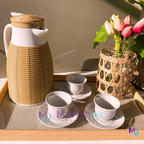 Garrafa Termica Rattan Cafe Cha Agua Quente Leite Suco Bebidas Luxo Gourmet 1L Promoção