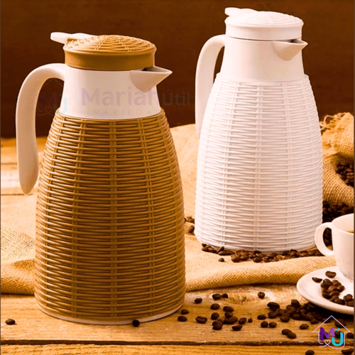 Garrafa Termica Rattan Cafe Cha Agua Quente Leite Suco Bebidas Luxo Gourmet 1L Promoção