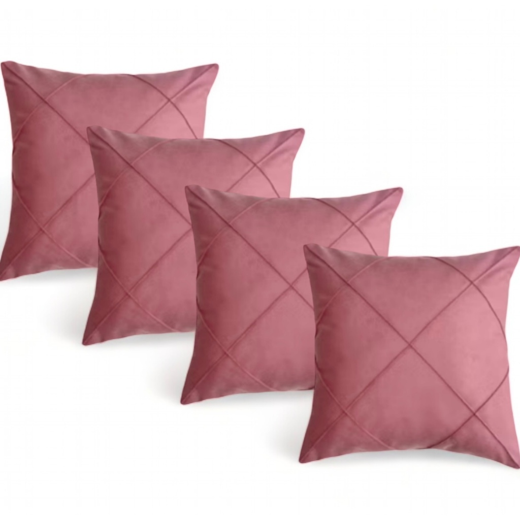 Kit 04 Almofadas Cheias em Suede Drapeada 45x45cm Decorativas Sala Quarto Sofá