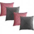 Kit 04 Almofadas Cheias em Suede Drapeada 45x45cm Decorativas Sala Quarto Sofá