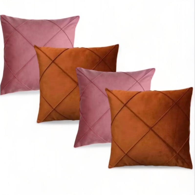 Kit 04 Almofadas Cheias em Suede Drapeada 45x45cm Decorativas Sala Quarto Sofá