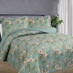 Kit Colcha Estampada Dupla Face Cobre leito 03 Peças Super Macio Tamanho Grande