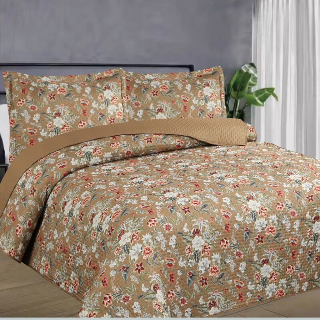 Kit Colcha Estampada Dupla Face Cobre leito 03 Peças Super Macio Tamanho Grande