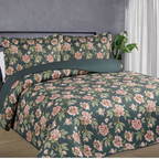 Kit Colcha Estampada Dupla Face Cobre leito 03 Peças Super Macio Tamanho Grande