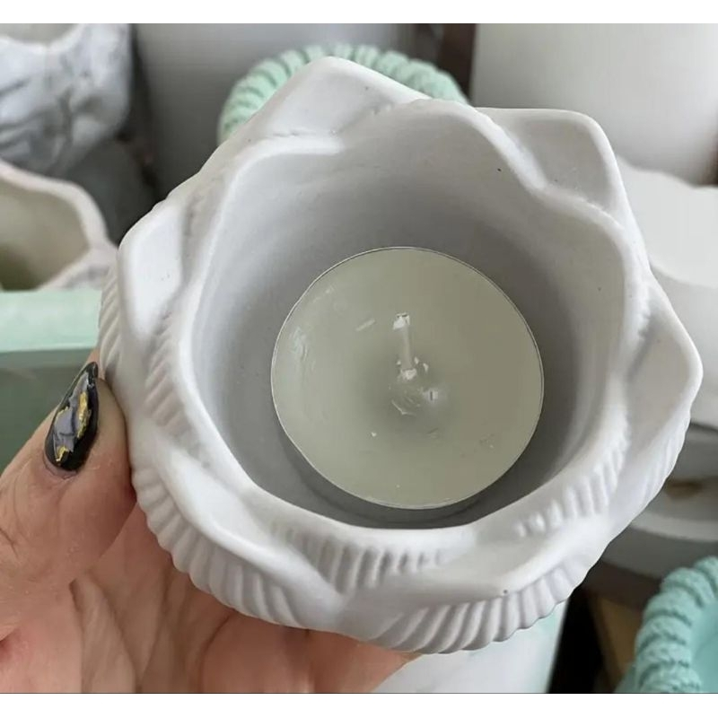 Kit 3 peças decoração Vaso flor + castiçal flor lótus + bandeja decorativa porta jóias casa escritório casa sala