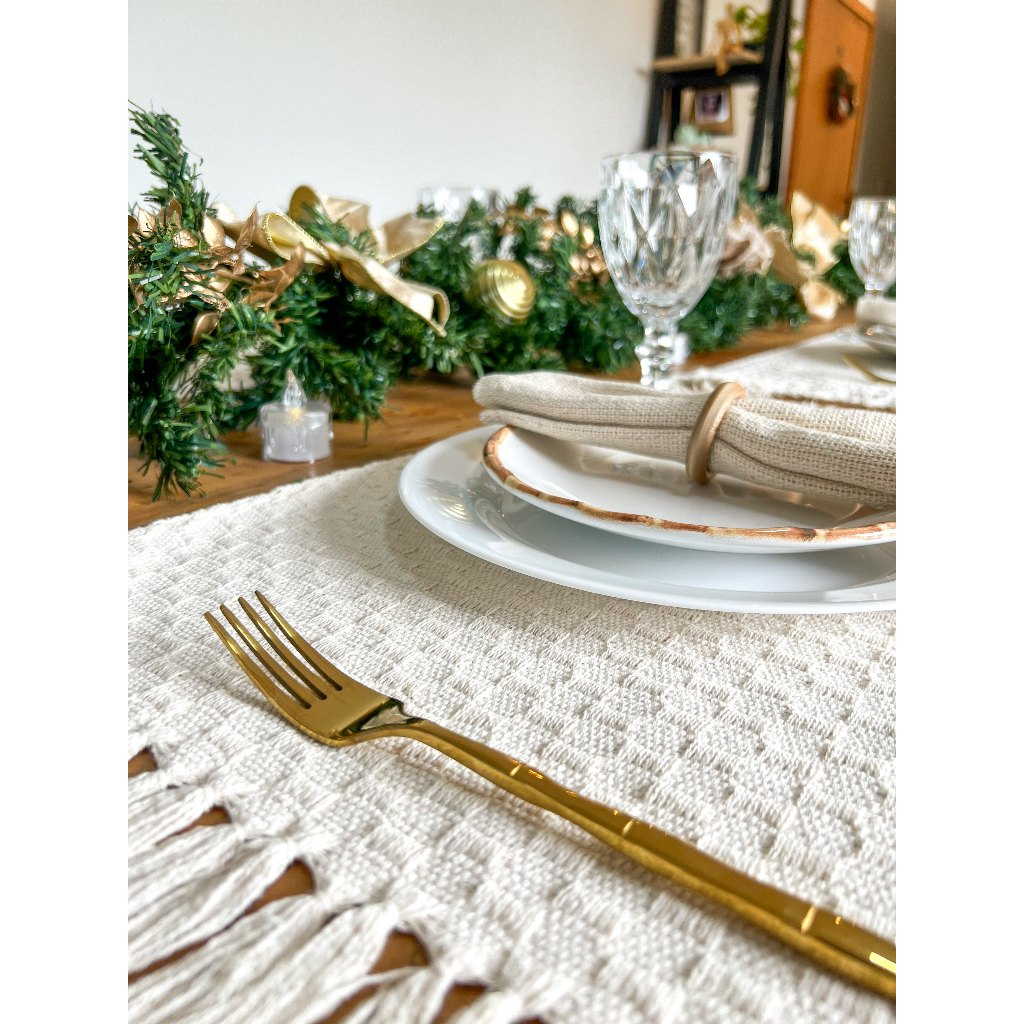 Kit Jogo americano sousplat cor Cru, Off white produto artesanal. Decoração mesa posta, tear mineiro 1, 2, 4 e 6 lugares