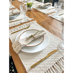 Kit Jogo americano sousplat cor Cru, Off white produto artesanal. Decoração mesa posta, tear mineiro 1, 2, 4 e 6 lugares