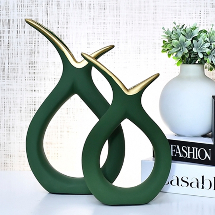 Kit Conjunto 2 Peças Vasos Cerâmica Enfeite Sala Cozinha Completo Decorativas Trio Rack Centro Mesa