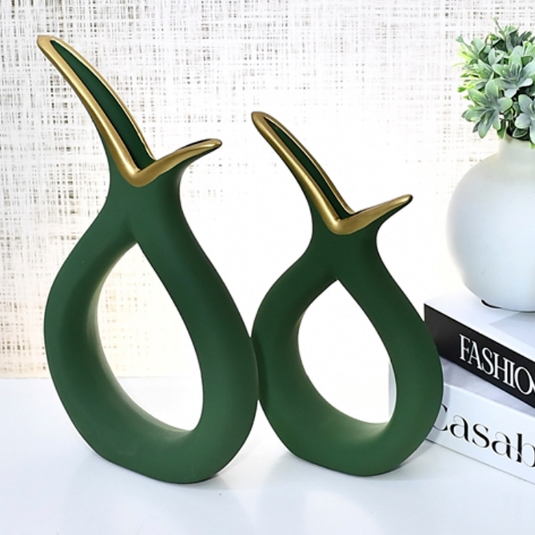 Kit Conjunto 2 Peças Vasos Cerâmica Enfeite Sala Cozinha Completo Decorativas Trio Rack Centro Mesa