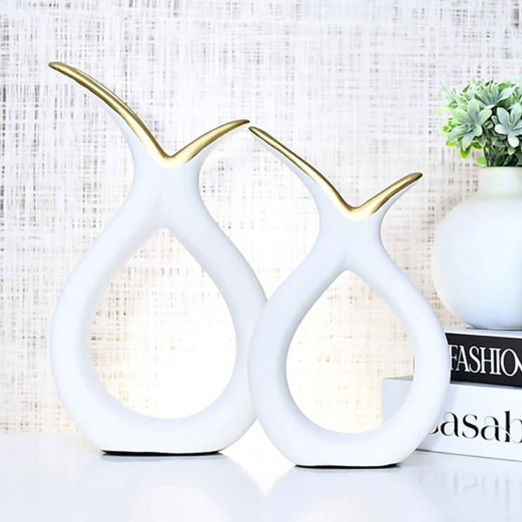 Kit com 2 Vasos de Cerâmica Decorativos | Estilo Sofisticado para Sala, Cozinha e Mesa Central | Bella e Finna