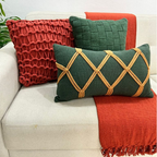 Kit Almofada Corda Terracota Verde Musgo Caramelo Macrame Artesanal Estilo Boho Natal Natalina