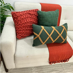 Kit Almofada Corda Terracota Verde Musgo Caramelo Macrame Artesanal Estilo Boho Natal Natalina