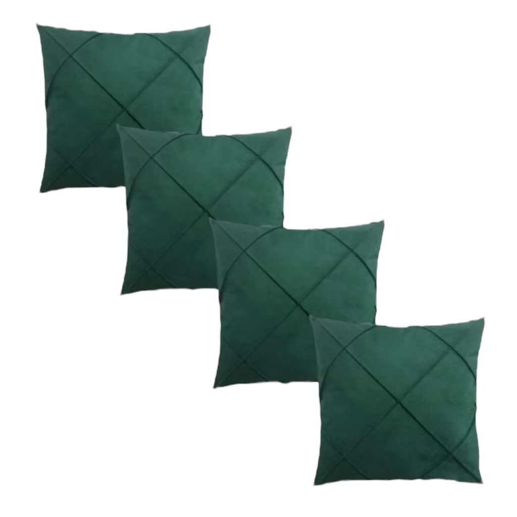 Kit 04 Almofadas Cheias em Suede Drapeada 45x45cm Decorativas Sala Quarto Sofá